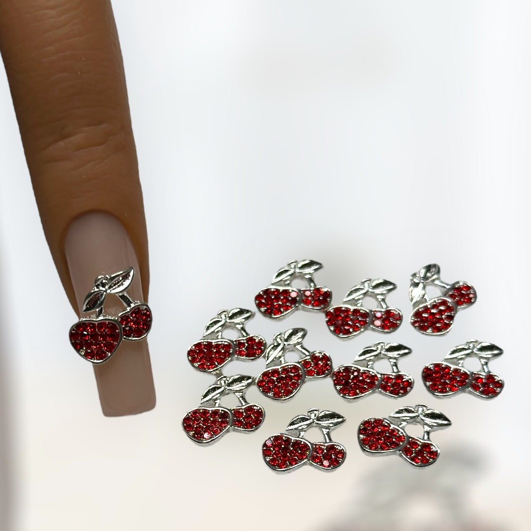 Cherry Bling Nail Charms (10pc)